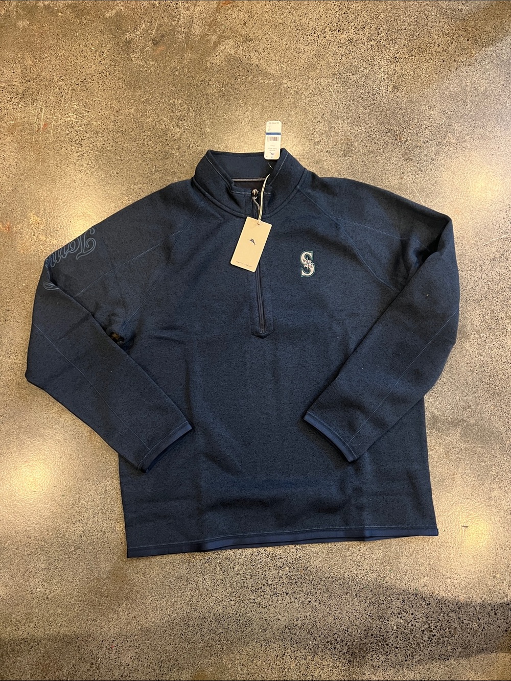 Seattle Mariners Tommy Bahama Men's Navy Quarter-Zip Polo